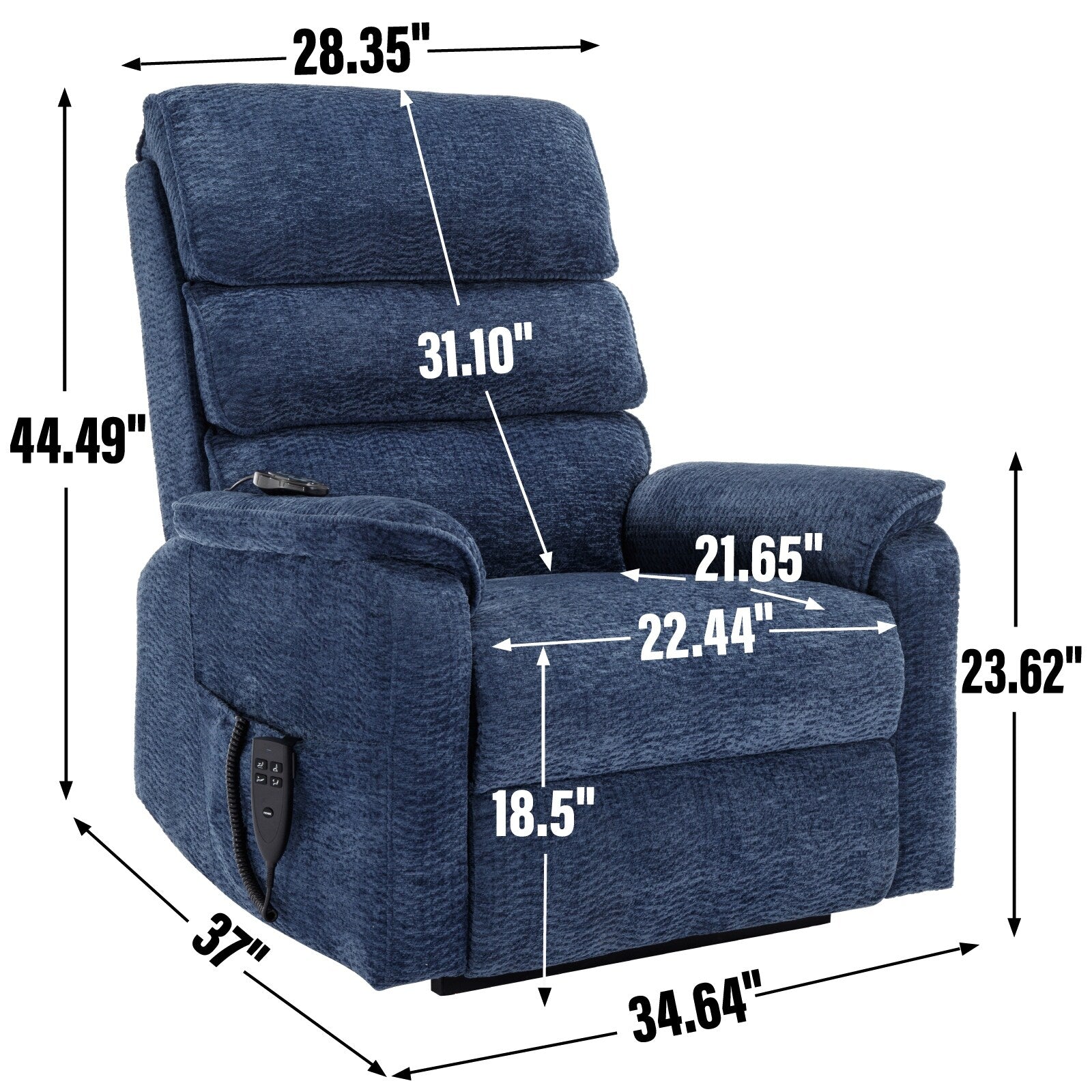 Fauteuil inclinable électrique à double moteur, fauteuil rembourré, canapé de massage chauffant avec minuterie, poches latérales et télécommande électrique