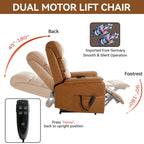 Fauteuil inclinable électrique à double moteur, fauteuil rembourré, canapé de massage chauffant avec minuterie, poches latérales et télécommande électrique