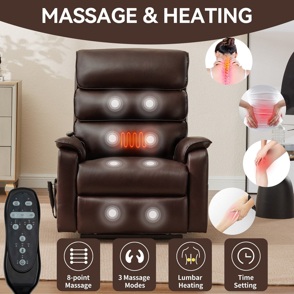 Fauteuil inclinable électrique à double moteur, fauteuil rembourré, canapé de massage chauffant avec minuterie, poches latérales et télécommande électrique