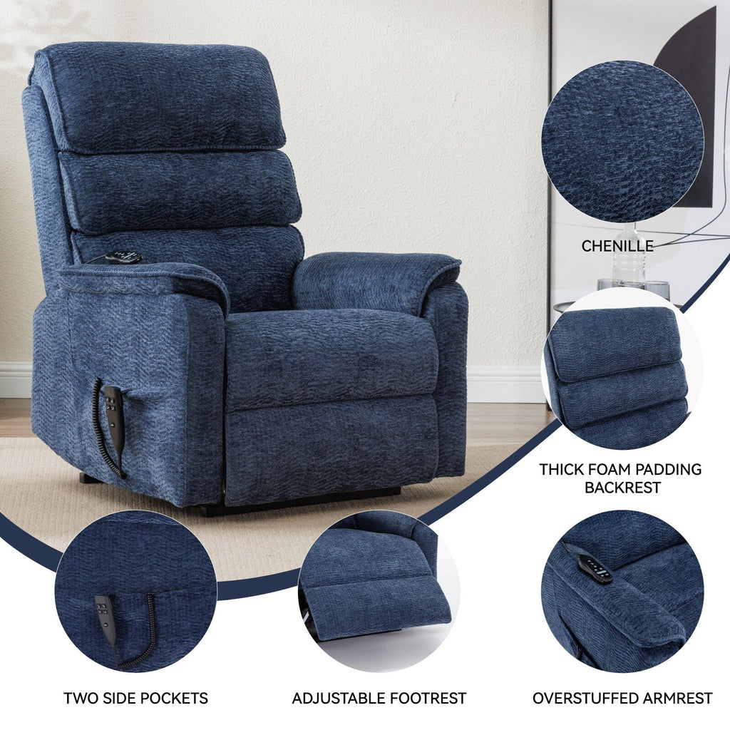 Fauteuil inclinable électrique à double moteur, fauteuil rembourré, canapé de massage chauffant avec minuterie, poches latérales et télécommande électrique