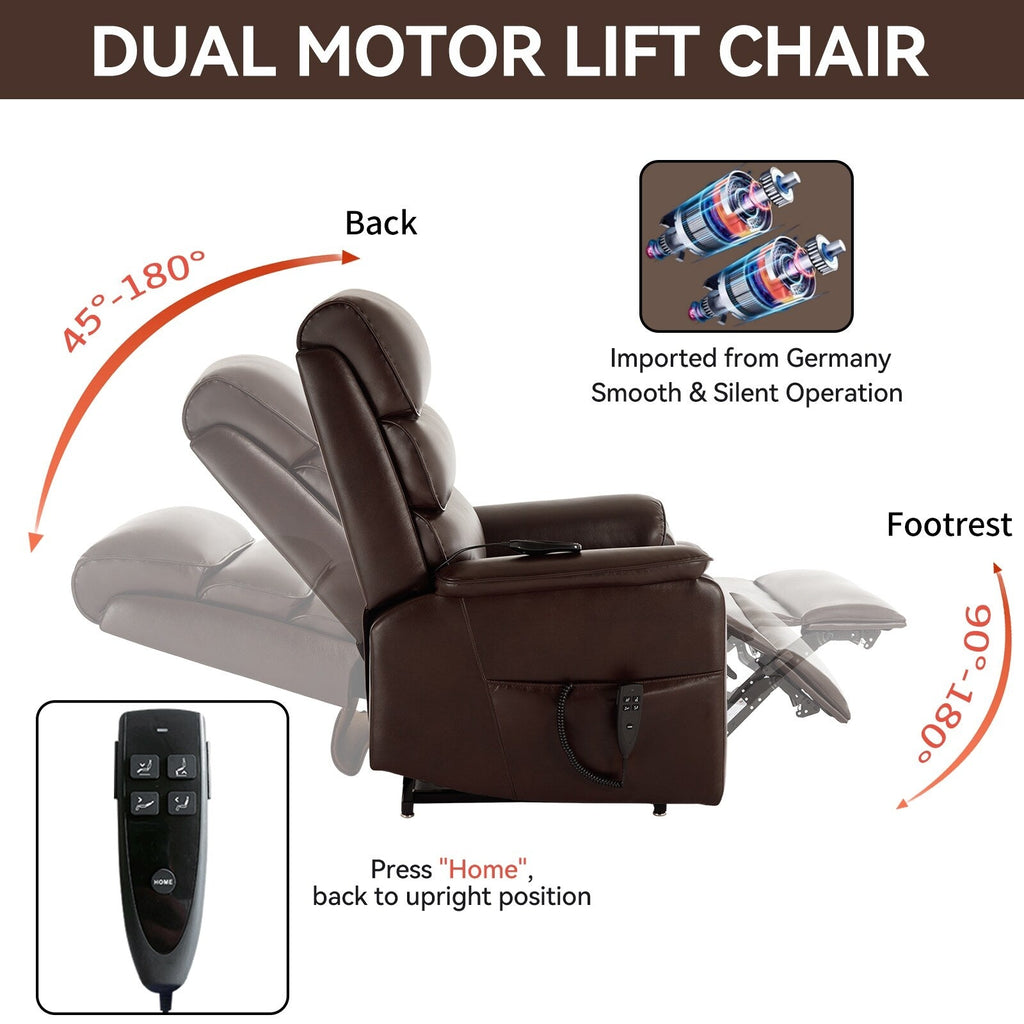 Fauteuil inclinable électrique à double moteur, fauteuil rembourré, canapé de massage chauffant avec minuterie, poches latérales et télécommande électrique