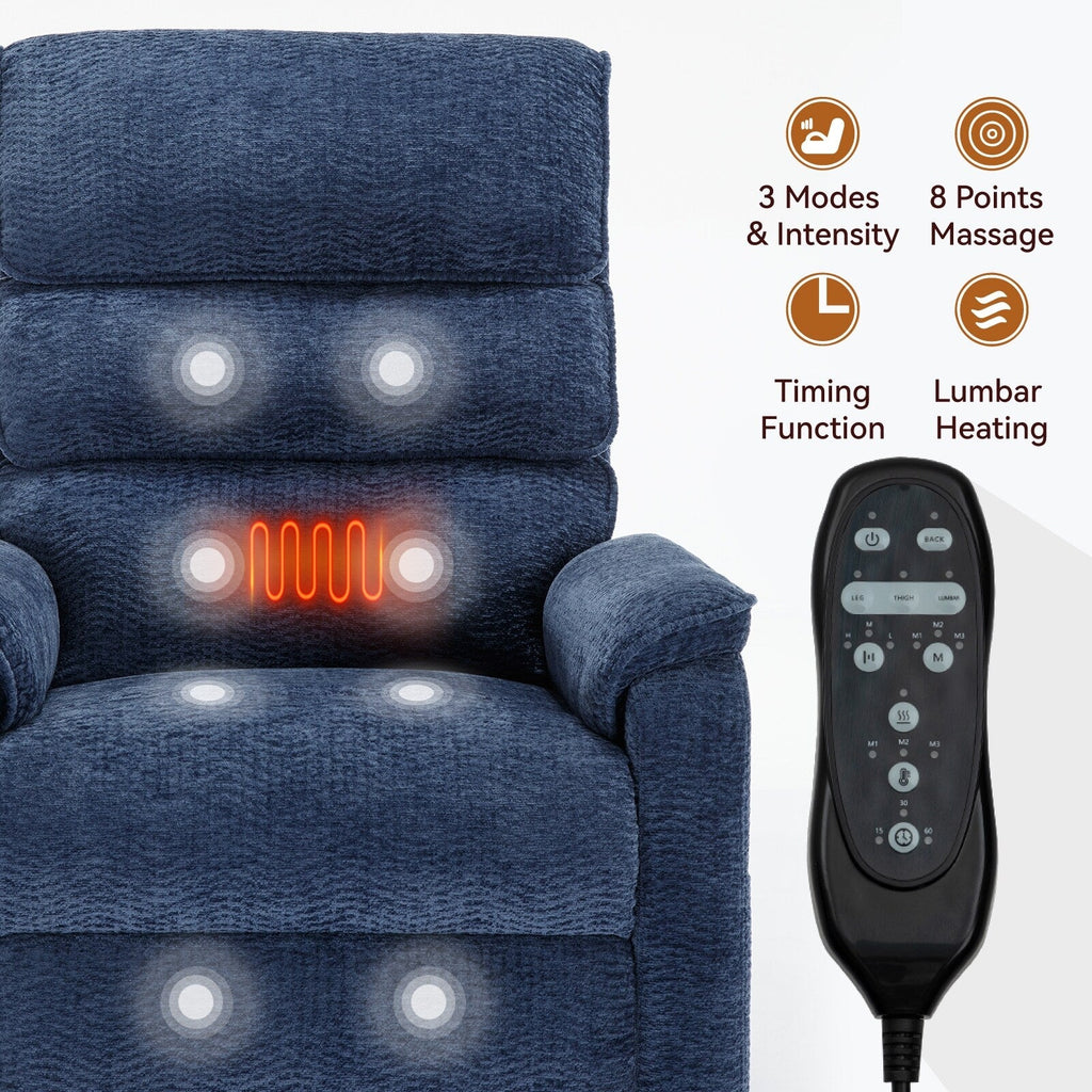 Fauteuil inclinable électrique à double moteur, fauteuil rembourré, canapé de massage chauffant avec minuterie, poches latérales et télécommande électrique