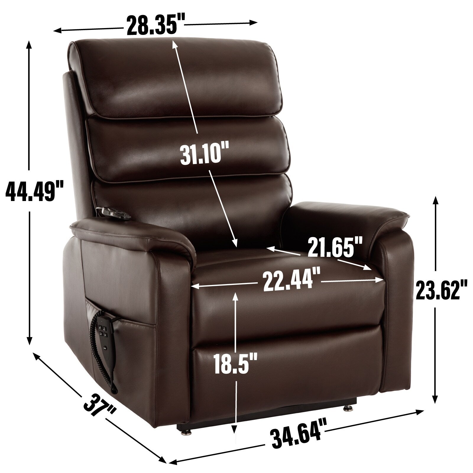 Fauteuil inclinable électrique à double moteur, fauteuil rembourré, canapé de massage chauffant avec minuterie, poches latérales et télécommande électrique