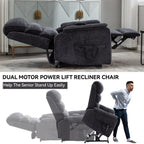 Fauteuil inclinable électrique à double moteur, fauteuil rembourré, canapé de massage chauffant avec minuterie, poches latérales et télécommande électrique