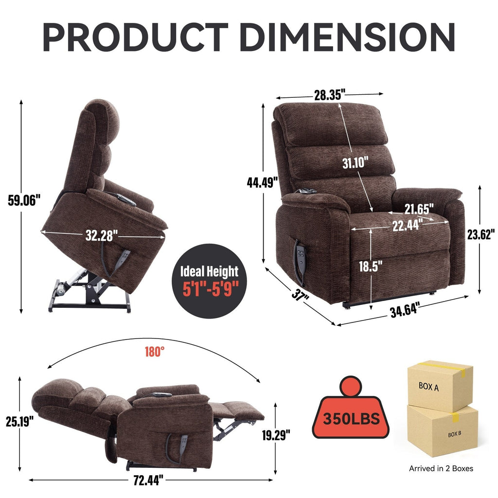 Fauteuil inclinable électrique à double moteur, fauteuil rembourré, canapé de massage chauffant avec minuterie, poches latérales et télécommande électrique