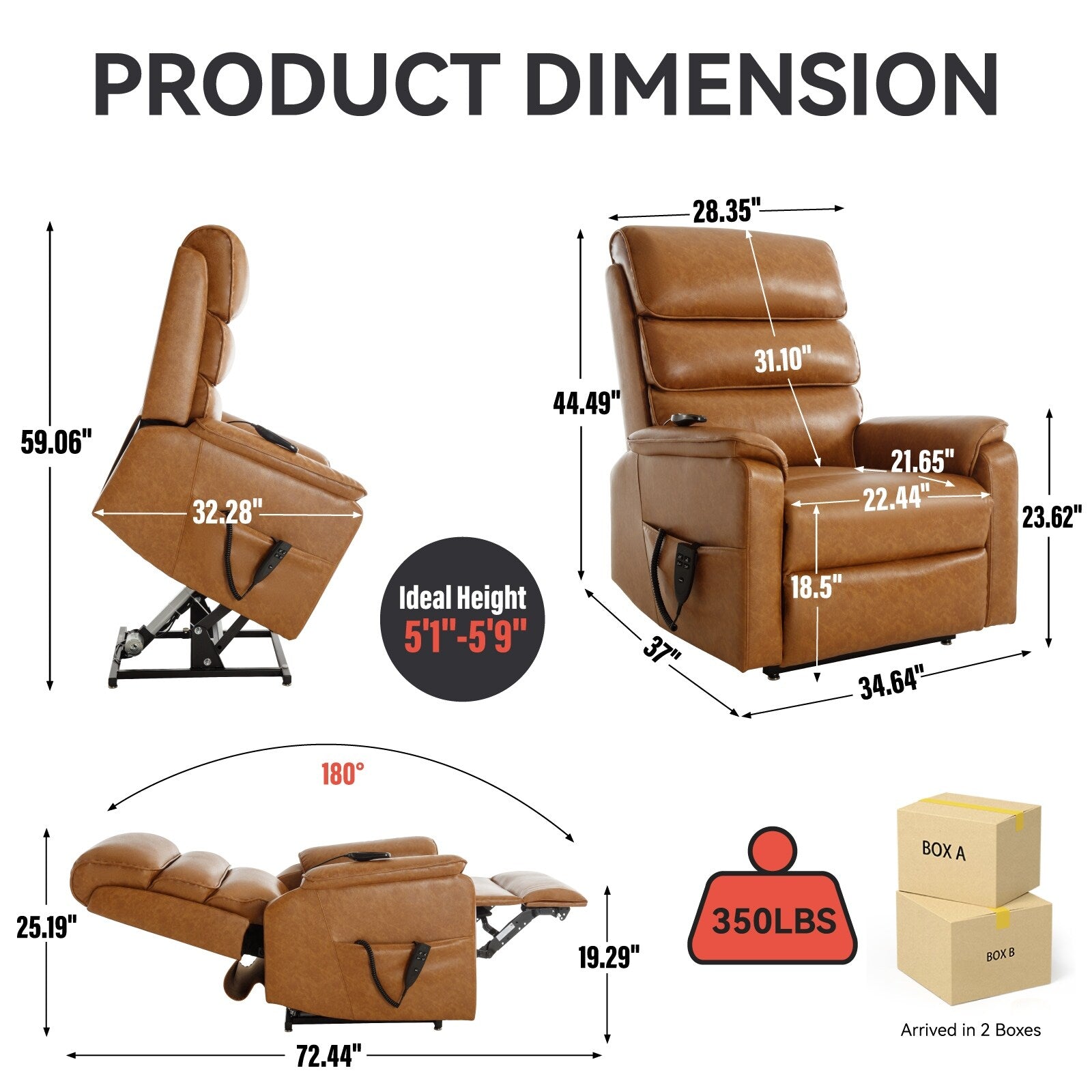 Fauteuil inclinable électrique à double moteur, fauteuil rembourré, canapé de massage chauffant avec minuterie, poches latérales et télécommande électrique