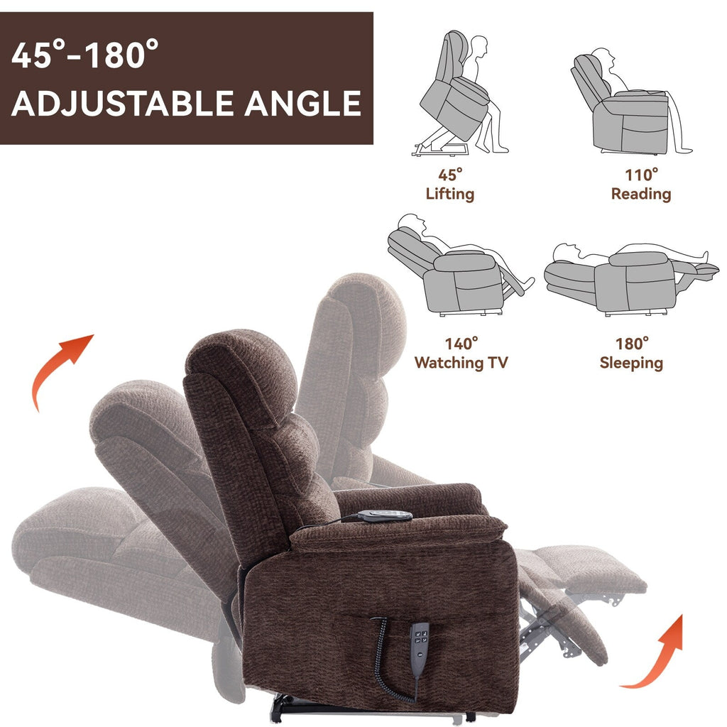 Fauteuil inclinable électrique à double moteur, fauteuil rembourré, canapé de massage chauffant avec minuterie, poches latérales et télécommande électrique