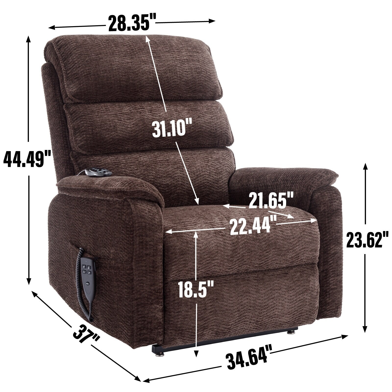 Fauteuil inclinable électrique à double moteur, fauteuil rembourré, canapé de massage chauffant avec minuterie, poches latérales et télécommande électrique
