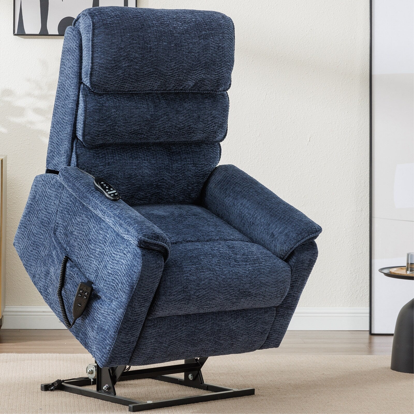 Fauteuil inclinable électrique à double moteur, fauteuil rembourré, canapé de massage chauffant avec minuterie, poches latérales et télécommande électrique