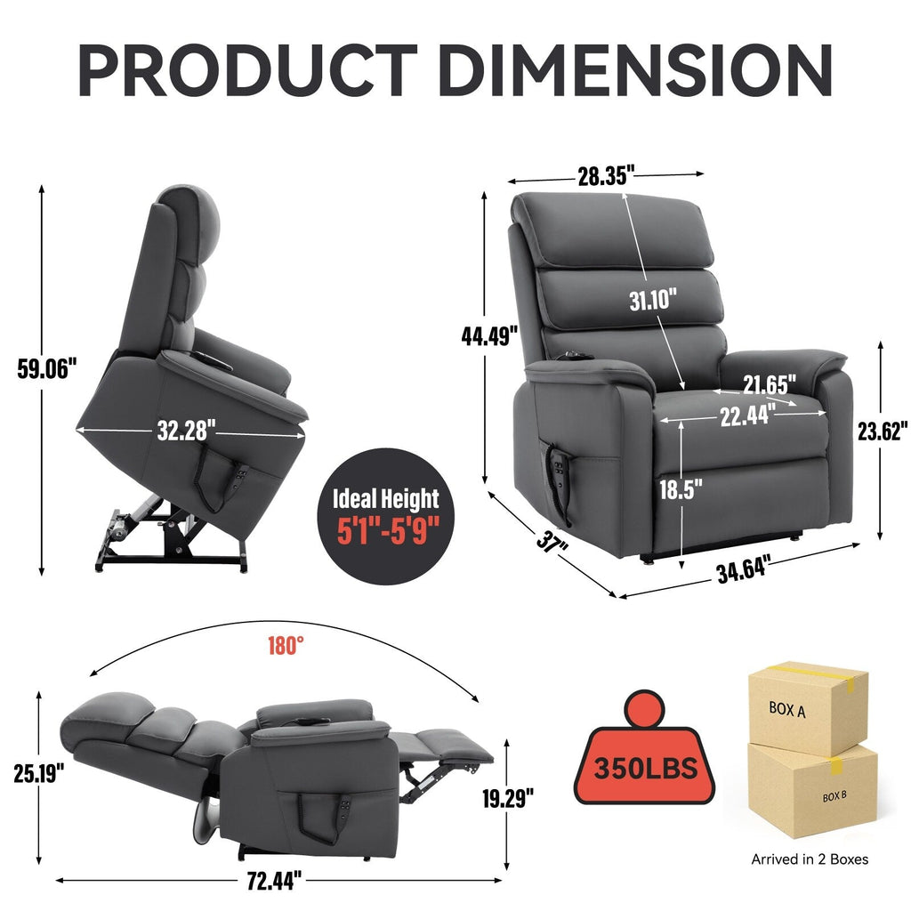 Fauteuil inclinable électrique à double moteur, fauteuil rembourré, canapé de massage chauffant avec minuterie, poches latérales et télécommande électrique