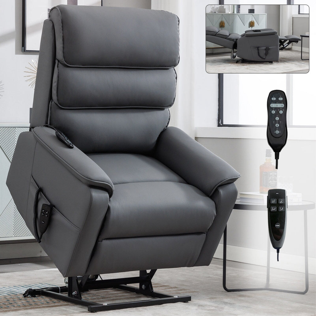 Fauteuil inclinable électrique à double moteur, fauteuil rembourré, canapé de massage chauffant avec minuterie, poches latérales et télécommande électrique