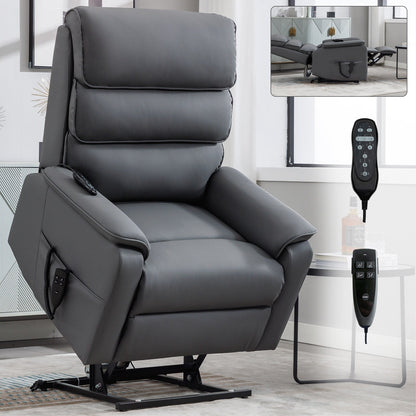Fauteuil inclinable électrique à double moteur, fauteuil rembourré, canapé de massage chauffant avec minuterie, poches latérales et télécommande électrique
