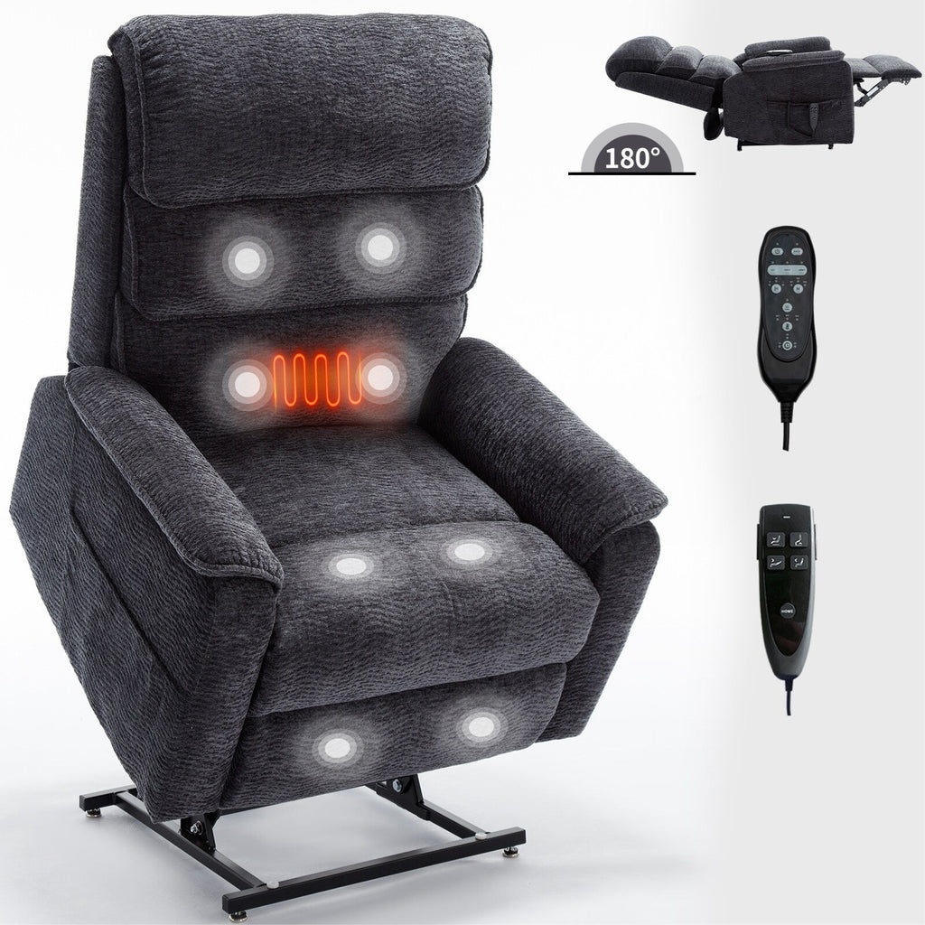 Fauteuil inclinable électrique à double moteur, fauteuil rembourré, canapé de massage chauffant avec minuterie, poches latérales et télécommande électrique