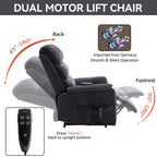 Fauteuil inclinable électrique à double moteur, fauteuil rembourré, canapé de massage chauffant avec minuterie, poches latérales et télécommande électrique