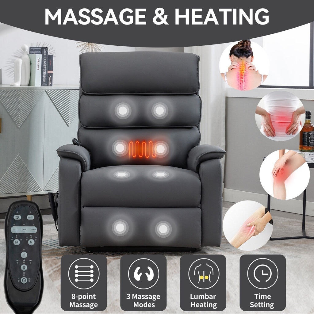 Fauteuil inclinable électrique à double moteur, fauteuil rembourré, canapé de massage chauffant avec minuterie, poches latérales et télécommande électrique