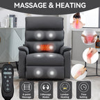 Fauteuil inclinable électrique à double moteur, fauteuil rembourré, canapé de massage chauffant avec minuterie, poches latérales et télécommande électrique