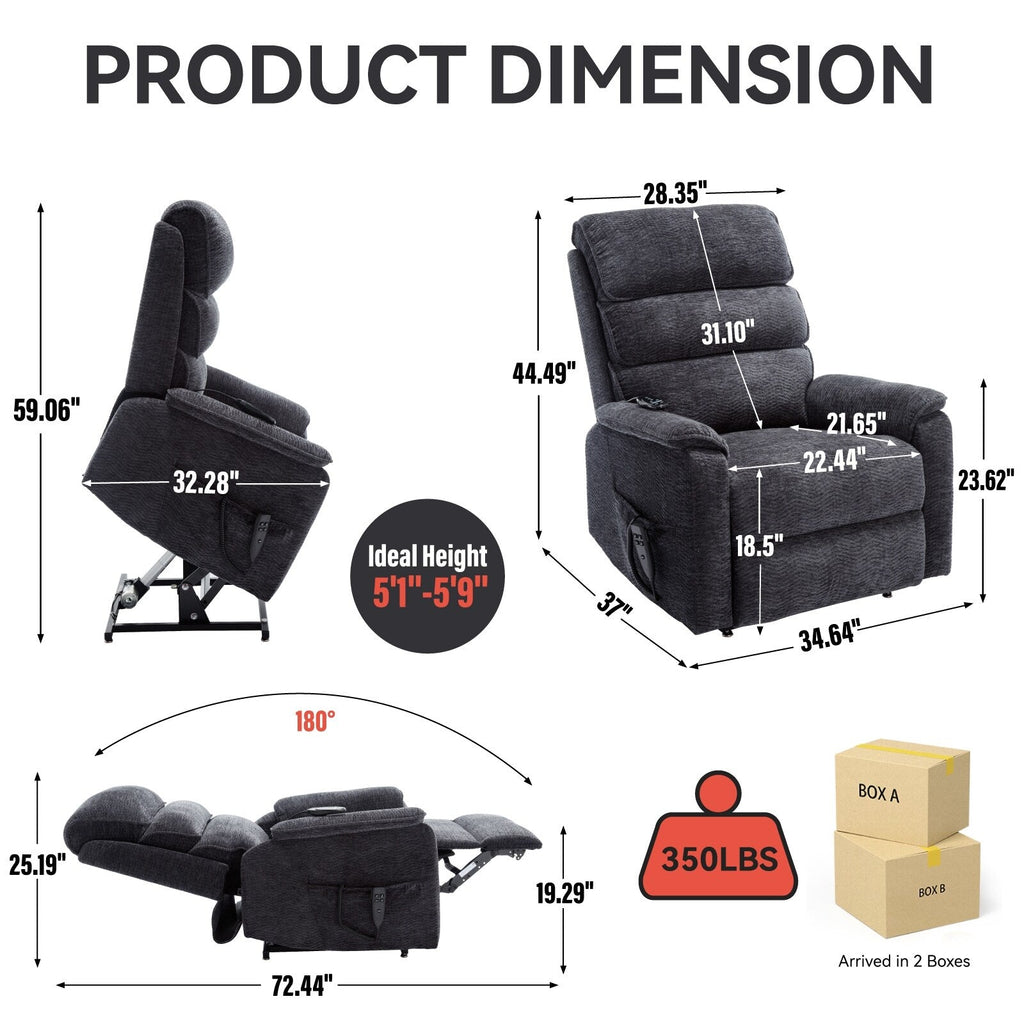 Fauteuil inclinable électrique à double moteur, fauteuil rembourré, canapé de massage chauffant avec minuterie, poches latérales et télécommande électrique