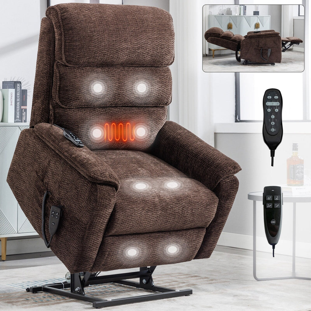 Fauteuil inclinable électrique à double moteur, fauteuil rembourré, canapé de massage chauffant avec minuterie, poches latérales et télécommande électrique