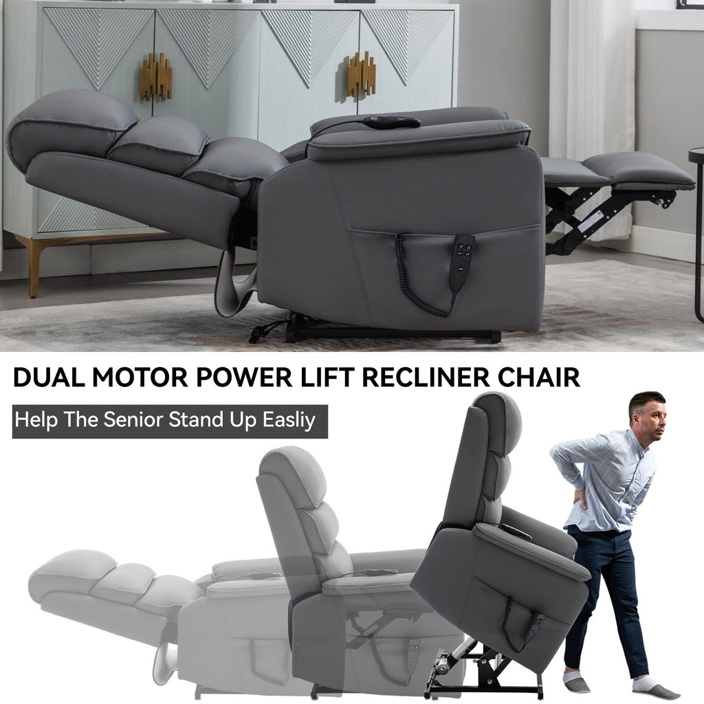 Fauteuil inclinable électrique à double moteur, fauteuil rembourré, canapé de massage chauffant avec minuterie, poches latérales et télécommande électrique