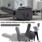 Fauteuil inclinable électrique à double moteur, fauteuil rembourré, canapé de massage chauffant avec minuterie, poches latérales et télécommande électrique
