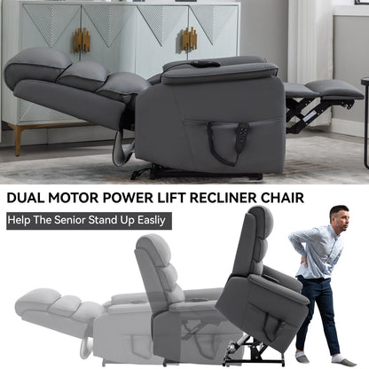 Fauteuil inclinable électrique à double moteur, fauteuil rembourré, canapé de massage chauffant avec minuterie, poches latérales et télécommande électrique