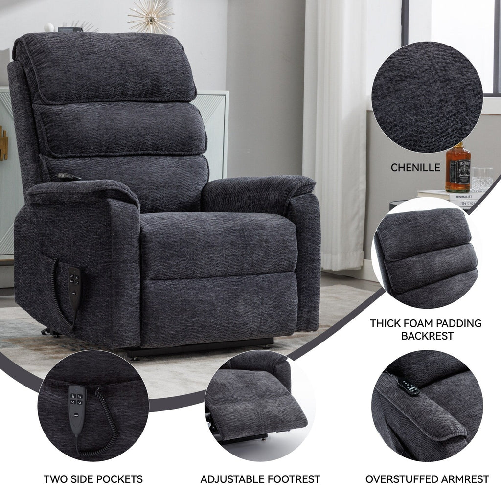 Fauteuil inclinable électrique à double moteur, fauteuil rembourré, canapé de massage chauffant avec minuterie, poches latérales et télécommande électrique