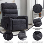Fauteuil inclinable électrique à double moteur, fauteuil rembourré, canapé de massage chauffant avec minuterie, poches latérales et télécommande électrique
