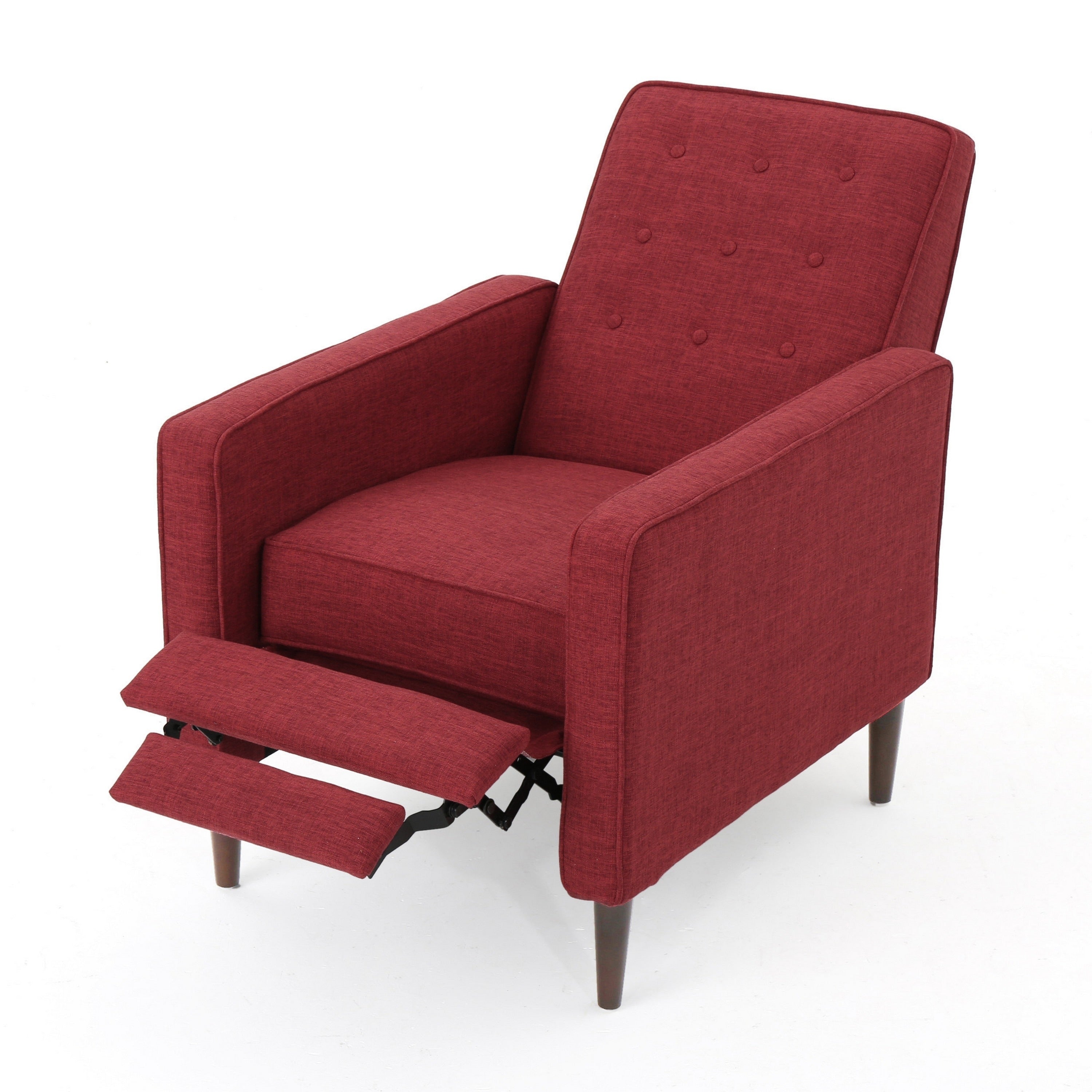 Fauteuil inclinable manuel Dupe, capitonné, polyester rouge