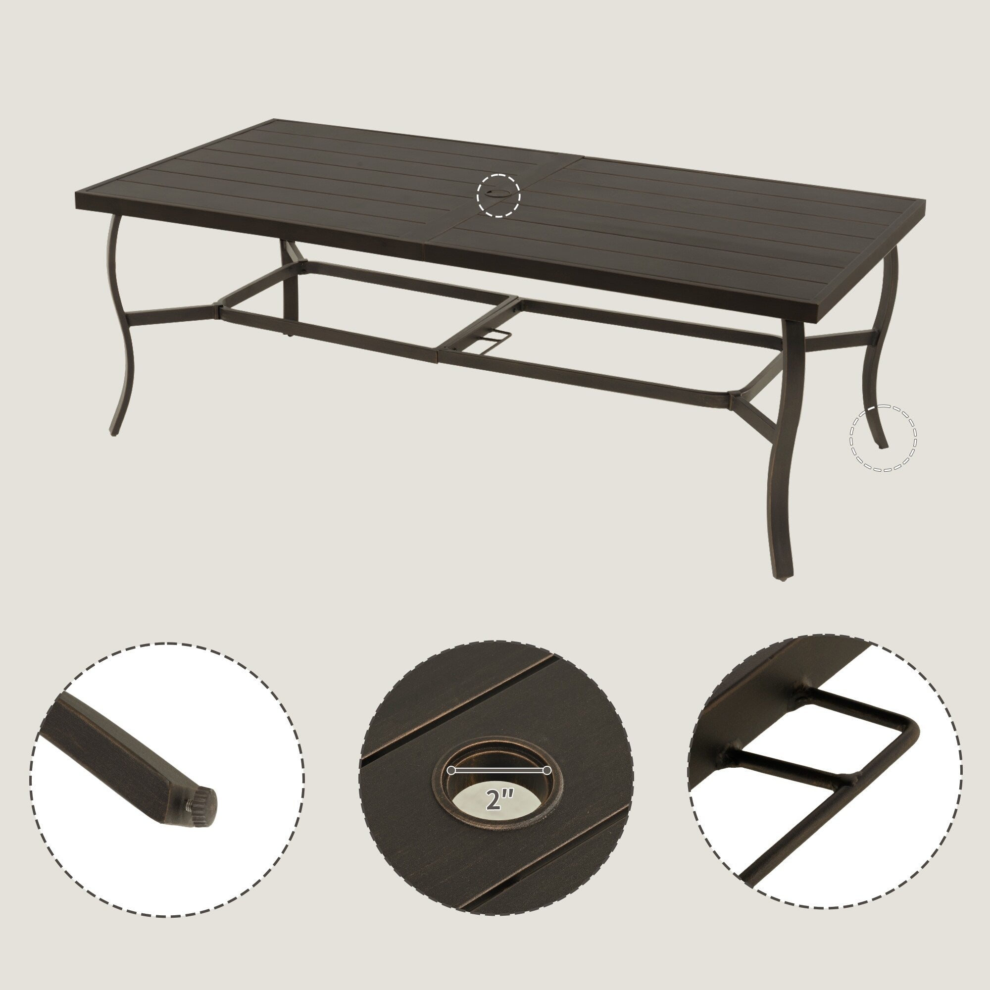 Ensemble de salle à manger de patio en aluminium EGEIROS LIFE AluLux 9 pièces avec 8 chaises pivotantes et coussins lavables