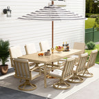 Ensemble de salle à manger de patio en aluminium EGEIROS LIFE AluLux 9 pièces avec 8 chaises pivotantes et coussins lavables