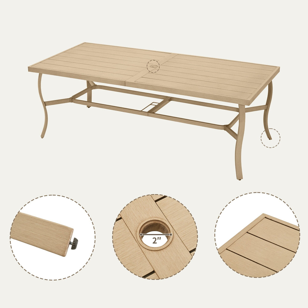 Ensemble de salle à manger de patio en aluminium EGEIROS LIFE AluLux 9 pièces avec 8 chaises pivotantes et coussins lavables