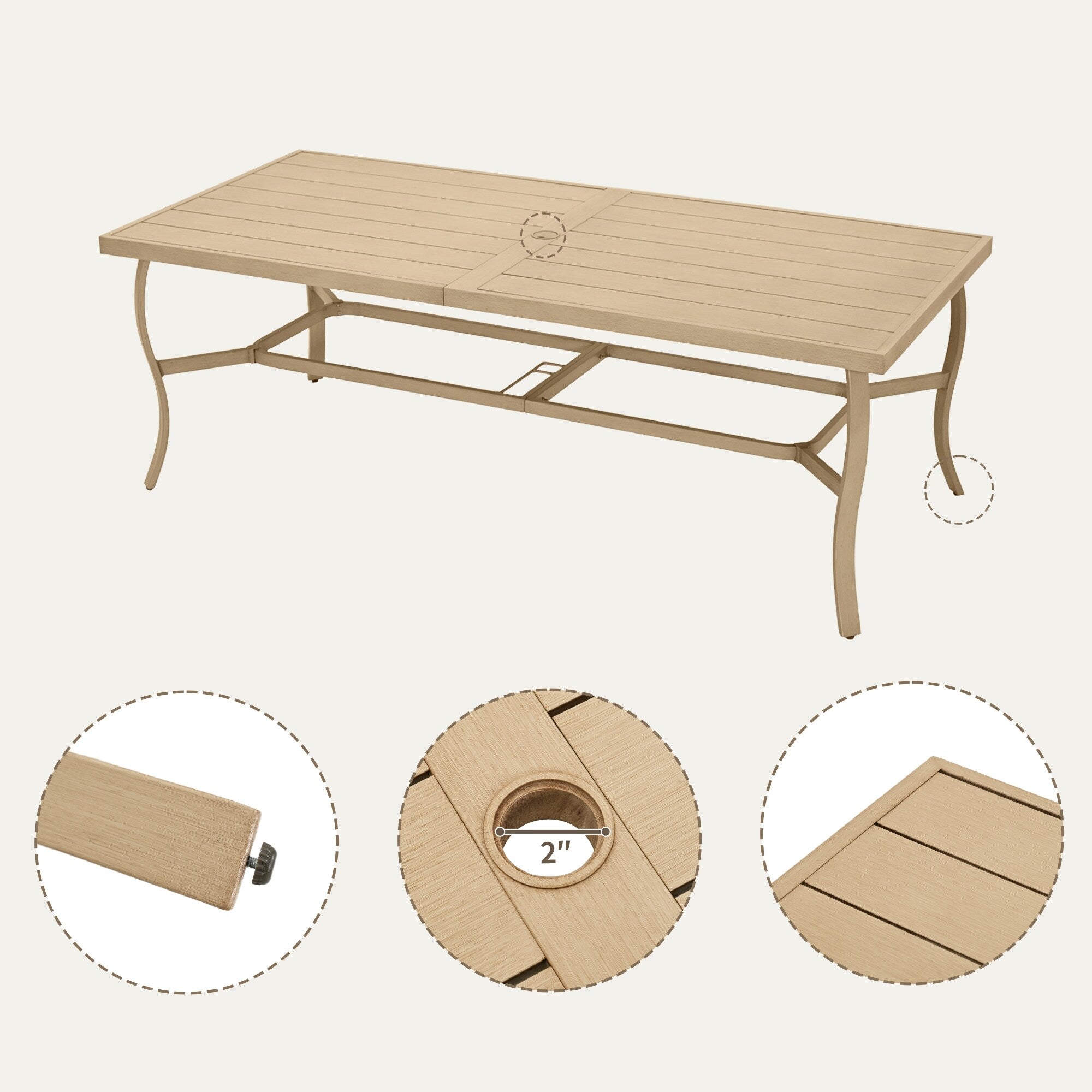 Ensemble de salle à manger de patio en aluminium EGEIROS LIFE AluLux 9 pièces avec 8 chaises pivotantes et coussins lavables