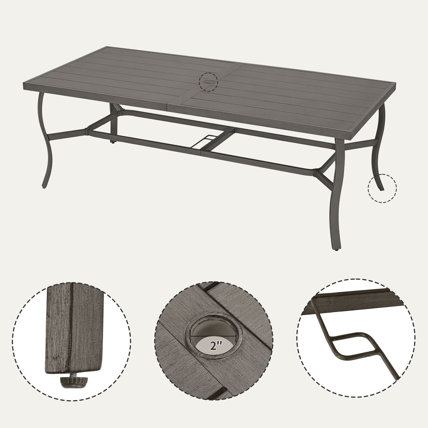 Ensemble de salle à manger de patio en aluminium 9 pièces EGEIROS LIFE AluLux avec coussins lavables