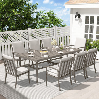 Ensemble de salle à manger de patio en aluminium 9 pièces EGEIROS LIFE AluLux avec coussins lavables