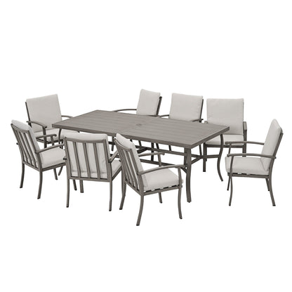 Ensemble de salle à manger de patio en aluminium 9 pièces EGEIROS LIFE AluLux avec coussins lavables