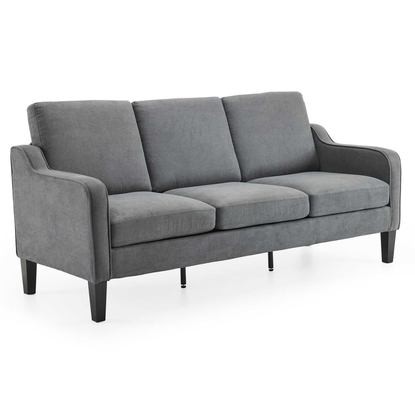 Canapé 3 places moderne en tissu EROMMY, canapé de salon ergonomique avec coussins lavables et pieds en bois massif, gris ou beige