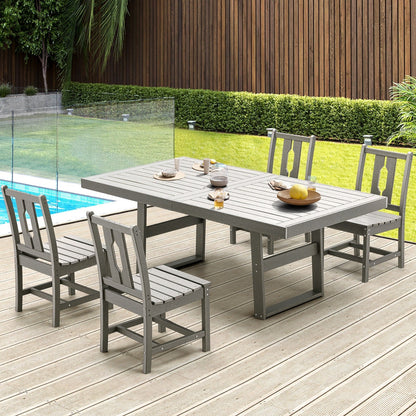 Ensembles de salle à manger d'extérieur polyvalents avec chaises pivotantes/pliantes, table à lattes en acier et table à manger en PEHD pour jardins et terrasses