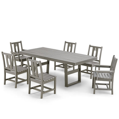 Ensembles de salle à manger d'extérieur polyvalents avec chaises pivotantes/pliantes, table à lattes en acier et table à manger en PEHD pour jardins et terrasses