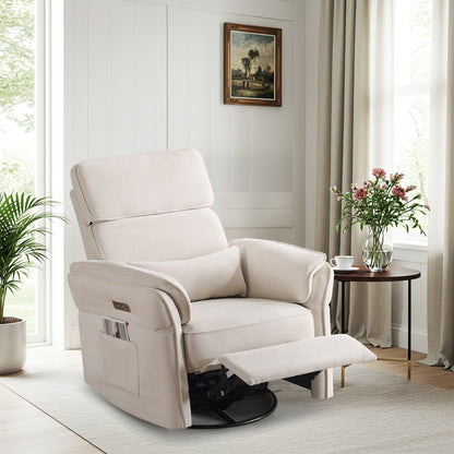 Fauteuil inclinable pivotant et électrique EROMMY avec appui-tête et accoudoirs réglables, chargement USB et Type-C, fauteuil inclinable pour chambre d'enfant