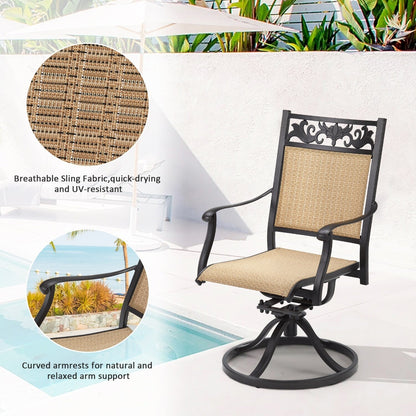 Lot de 2 chaises pivotantes EROMMY pour salle à manger, en osier et aluminium, avec cadre en aluminium résistant aux intempéries.