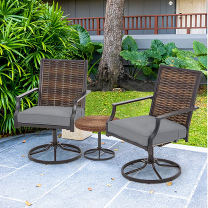 Lot de 2 chaises pivotantes EROMMY pour salle à manger, en osier et aluminium, avec cadre en aluminium résistant aux intempéries.