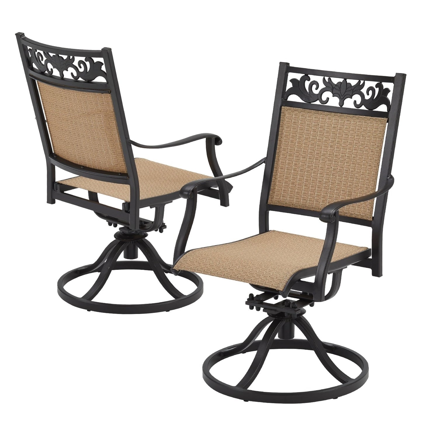 Lot de 2 chaises pivotantes EROMMY pour salle à manger, en osier et aluminium, avec cadre en aluminium résistant aux intempéries.