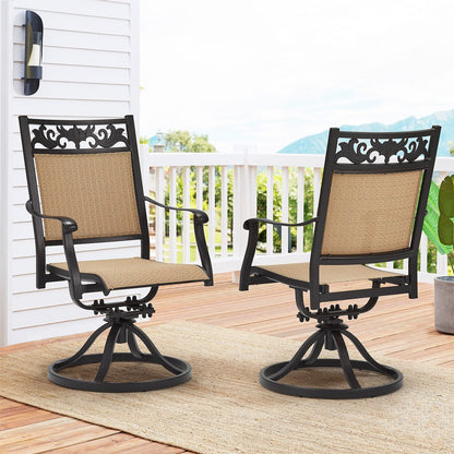 Lot de 2 chaises pivotantes EROMMY pour salle à manger, en osier et aluminium, avec cadre en aluminium résistant aux intempéries.