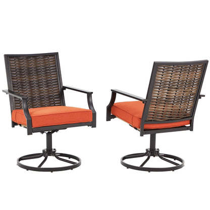 Lot de 2 chaises pivotantes EROMMY pour salle à manger, en osier et aluminium, avec cadre en aluminium résistant aux intempéries.