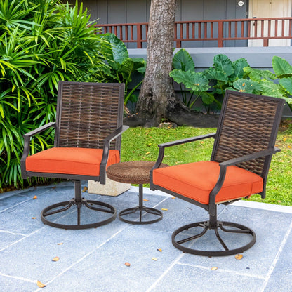Lot de 2 chaises pivotantes EROMMY pour salle à manger, en osier et aluminium, avec cadre en aluminium résistant aux intempéries.