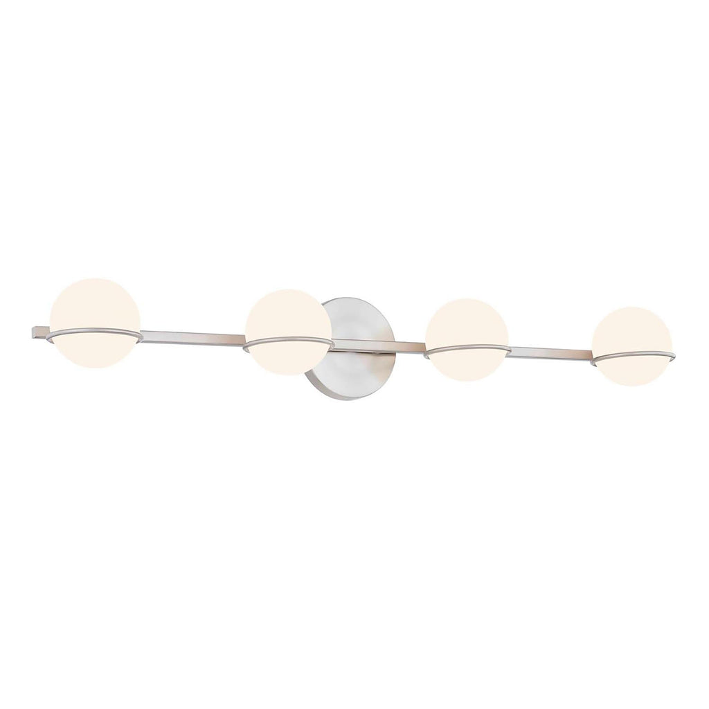 Barre de salle de bain Justice Design Group EVOLV Fusion Centric à 4 lumières avec abat-jour en verre opale