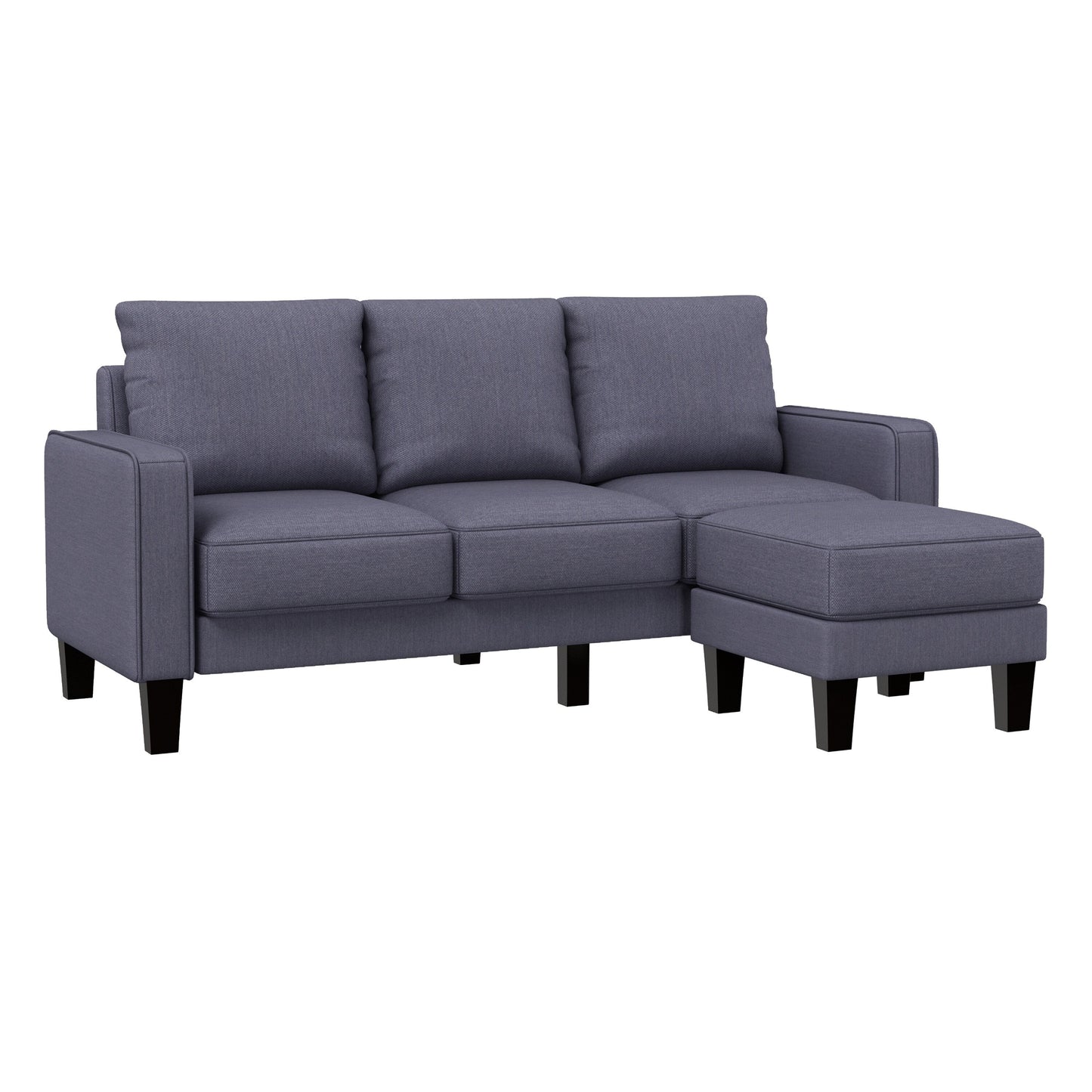 Canapé 3 places rembourré avec pouf, housse de coussin amovible et petit espace de rangement