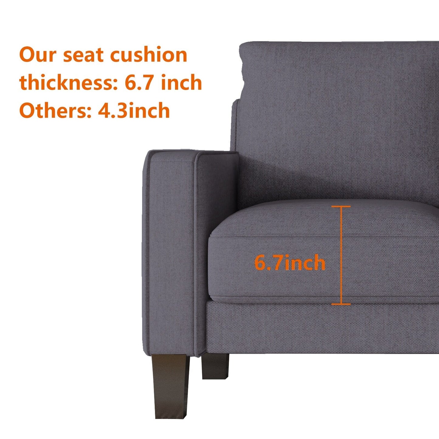 Canapé 3 places rembourré avec pouf, housse de coussin amovible et petit espace de rangement