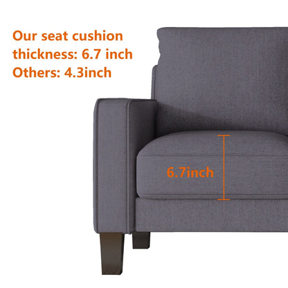 Canapé 3 places rembourré avec pouf, housse de coussin amovible et petit espace de rangement