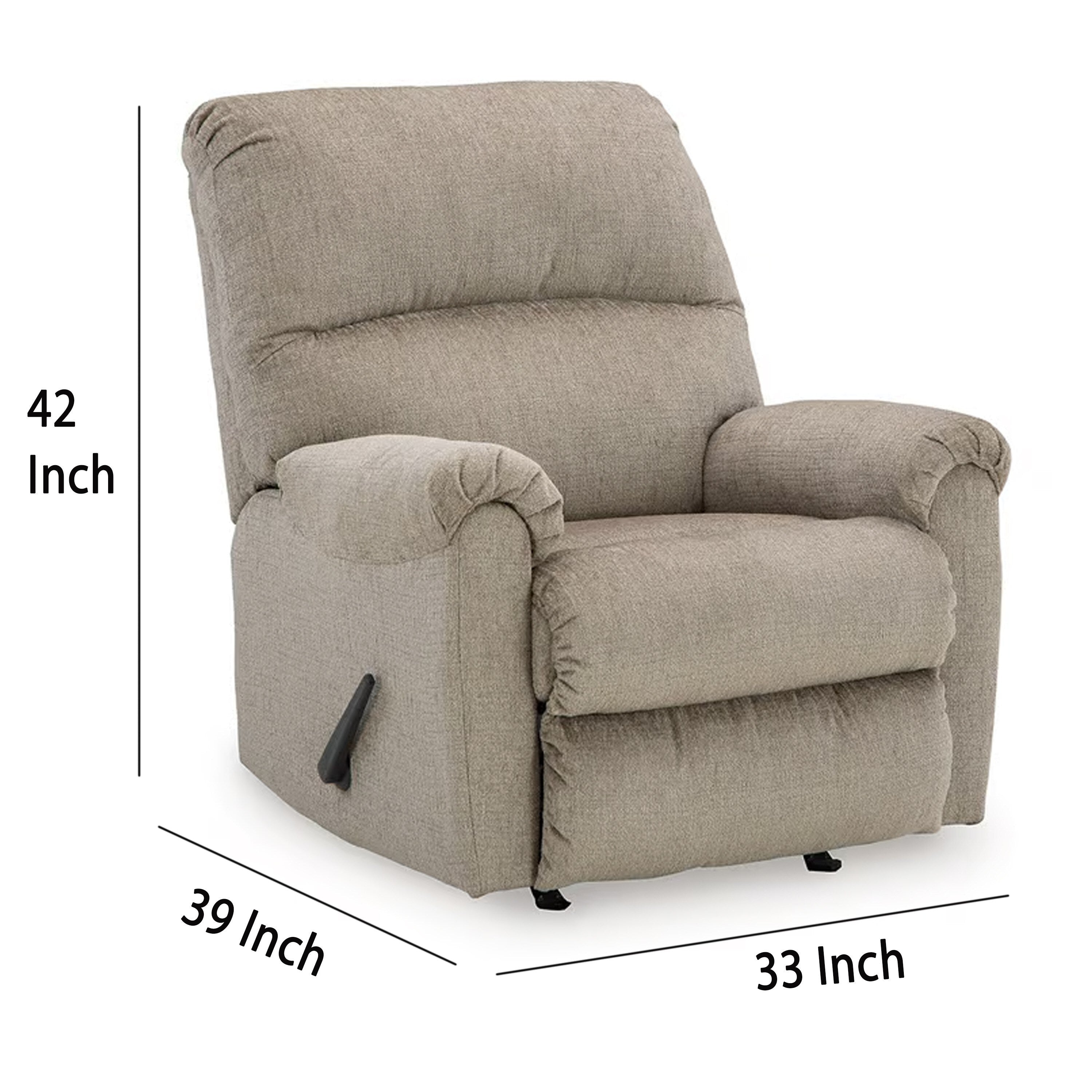 Fauteuil inclinable à bascule manuel Ead, coussin moelleux, taupe, marron, polyester